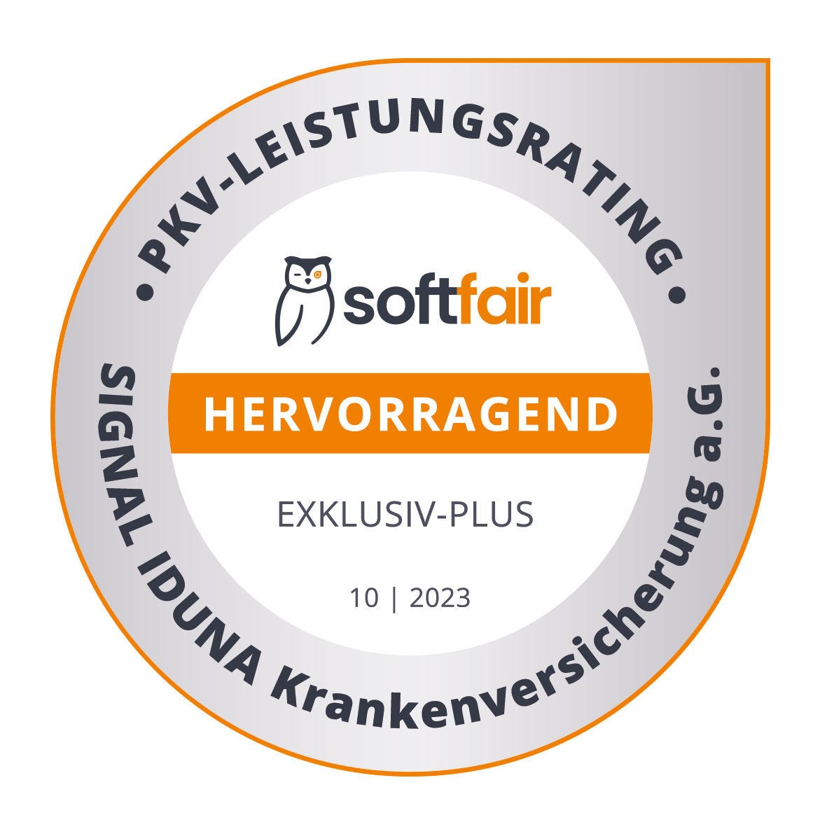 Siegel softfair - hervorragend - PKV-Leistungsrating Exklusiv-Plus SIGNAL IDUNA Krankenversicherung a.G. - EXKLUSIV-PLUS - Stand 10.2023